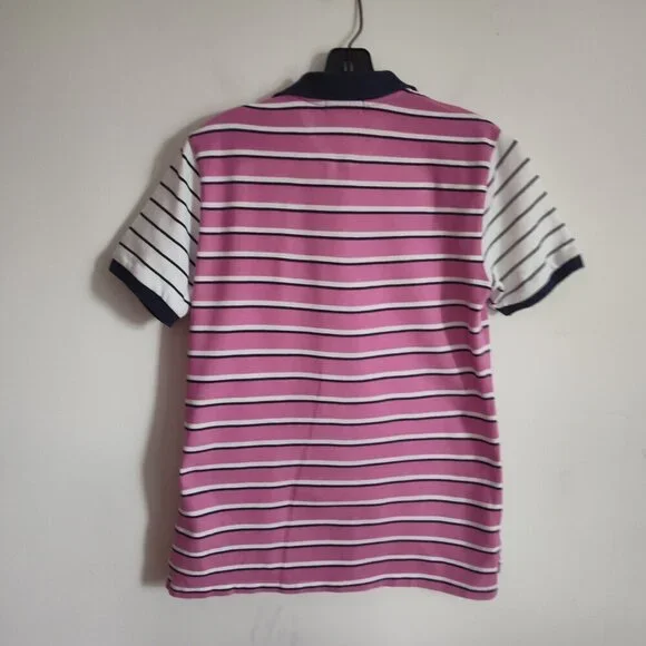 Boys SZ L (14-16) Polo Ralph Lauren Big Pony Navy/Pink Stripe Short-Sleeve Polo - Picture 4 of 5